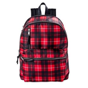 No Boundaries Women's Dome Zip Backpack, Brilliant Red Plaid